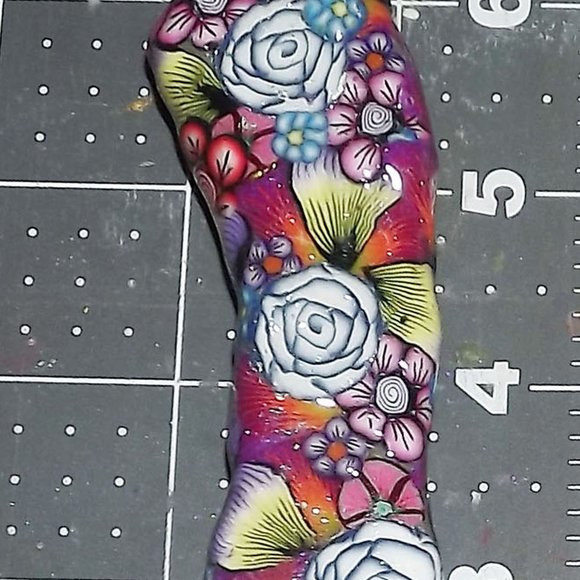 Fixed blade knife 7" Floral Polymer Handle, Leather sheath - Picture 13 of 14